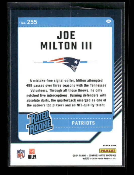 Joe Milton III - 2024 Donruss Optic - Holo - Rated Rookie