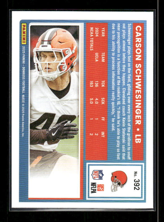 Carson Schwesinger - 2025 Donruss Football - Rated Rookie