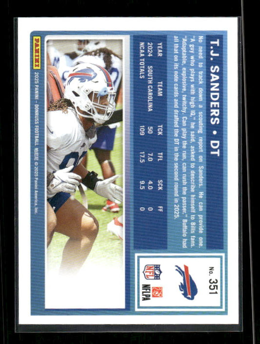 T.J. Sanders - 2025 Donruss Football - Rated Rookie