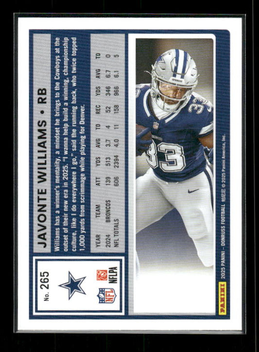 Javonte Williams - 2025 Donruss Football - Purple Press Proof