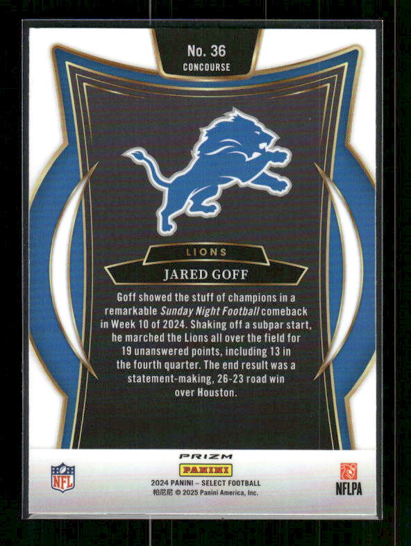 Jared Goff - 2024 Select Football - Black & Red Shock