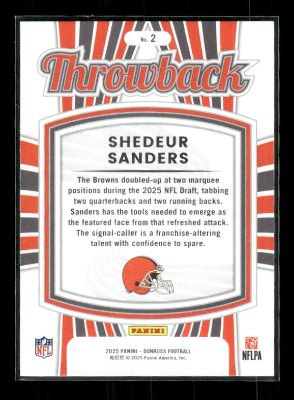 Shedeur Sanders - 2025 Donruss Football - Throwback - Rookie