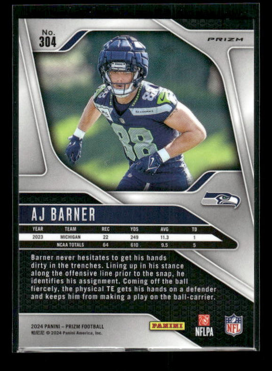 AJ Barner - 2024 Panini Prizm - Neon Green Pulsar - Rookie