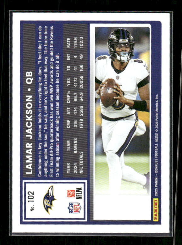 Lamar Jackson - 2025 Donruss Football - Purple Press Proof