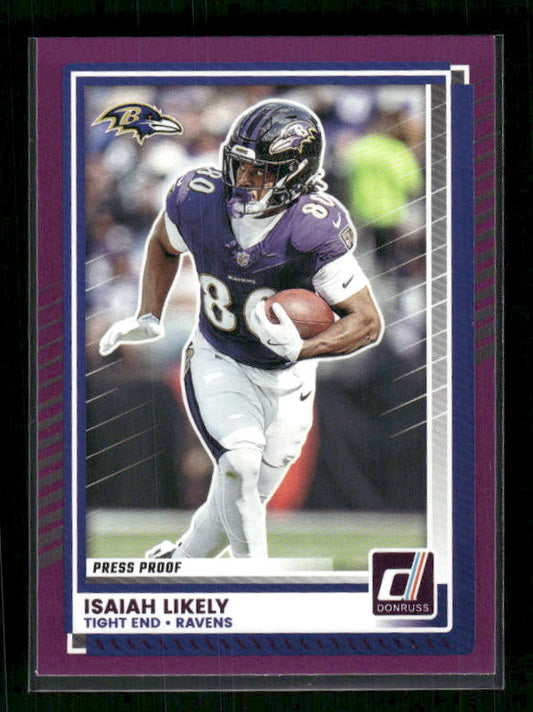 Isaiah Likely - 2025 Donruss Football - Purple Press Proof