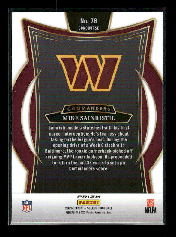 Mike Sainristil - 2024 Select Football - Red / Black Shock - Concourse - Rookie