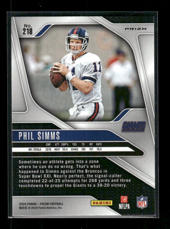 Phil Simms - 2024 Panini Prizm - Black & White Checker