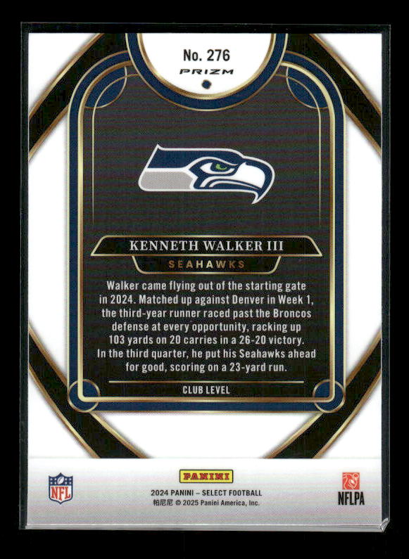 Kenneth Walker III - 2024 Select Football - Green / Yellow Shock - Club Level
