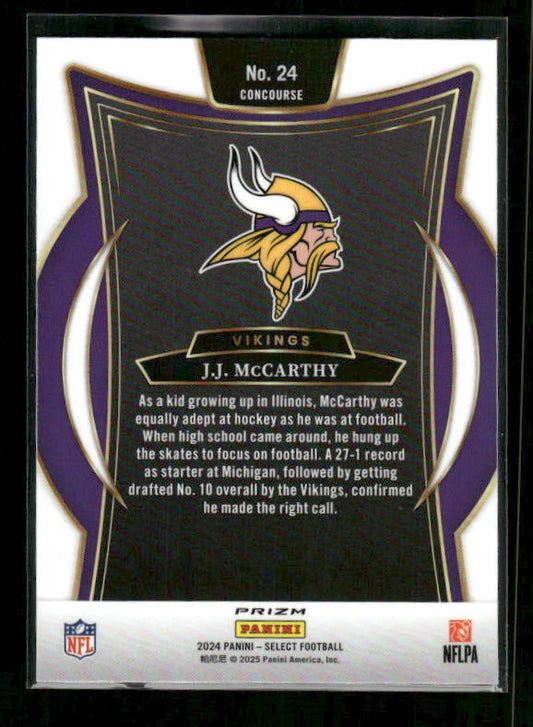 J.J. McCarthy - 2024 Select Football - Red / Yellow Shock - Rookie