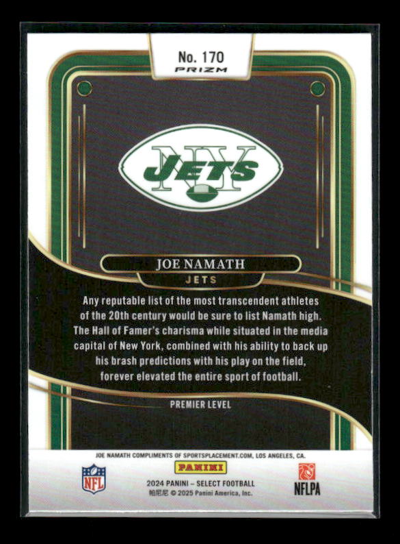 Joe Namath - 2024 Select Football - Green / Yellow Shock - Premier Level