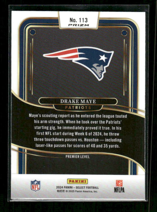 Drake Maye - 2024 Select Football - Red / Yellow Shock - Premier Level - Rookie