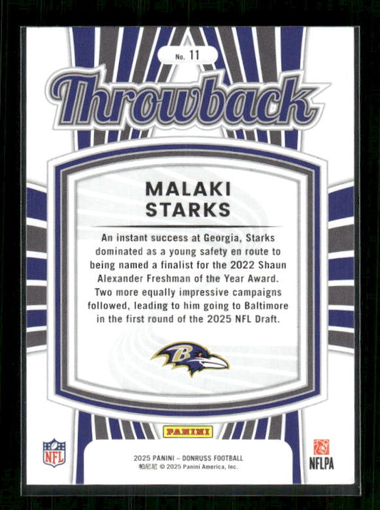 Malaki Starks - 2025 Donruss Football - Throwback - Rookie