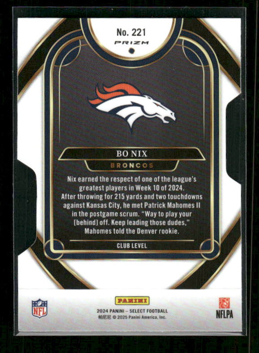 Bo Nix - 2024 Select Football - Silver Die Cut - Club Level - Rookie