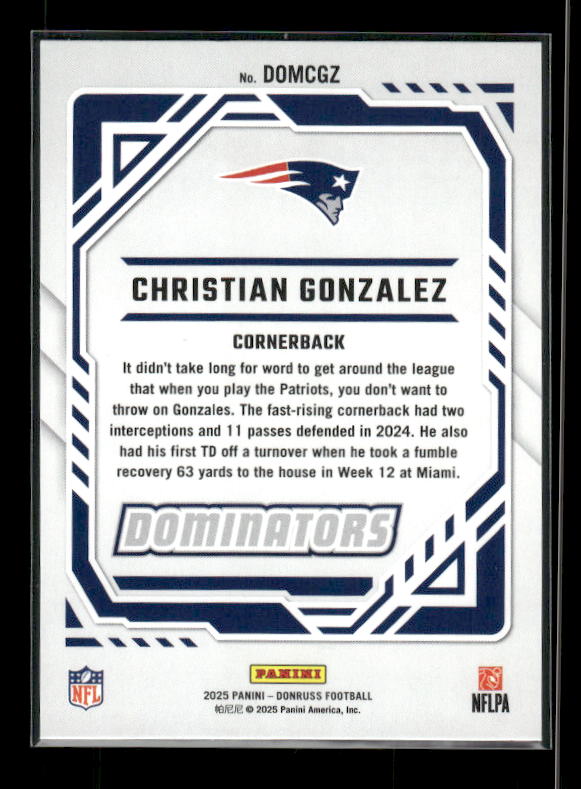 Christian Gonzalez - 2025 Donruss Football - Dominators
