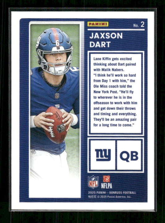 Jaxson Dart - 2025 Donruss Football - The Rookies