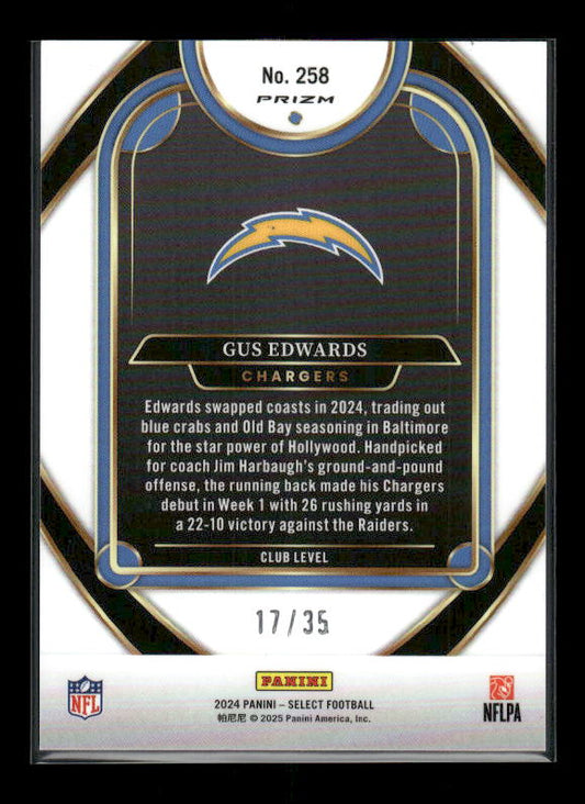 Gus Edwards - 2024 Select Football - White /35  - Club Level