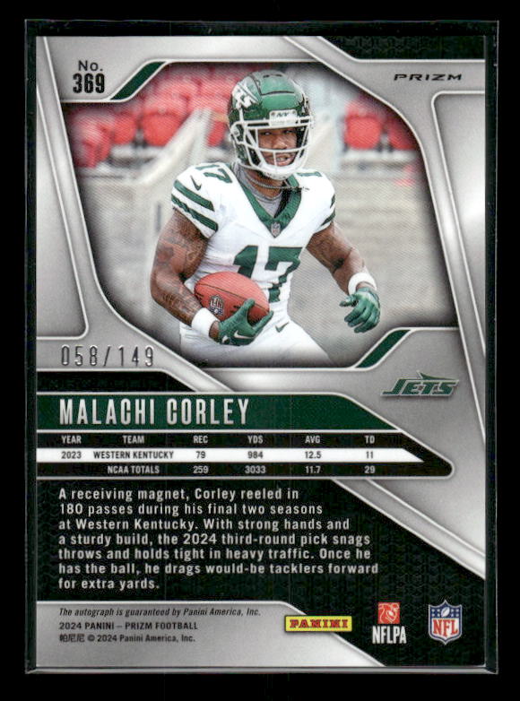 Malachi Corley - 2024 Panini Prizm - Red Wave Auto /149 - Rookie