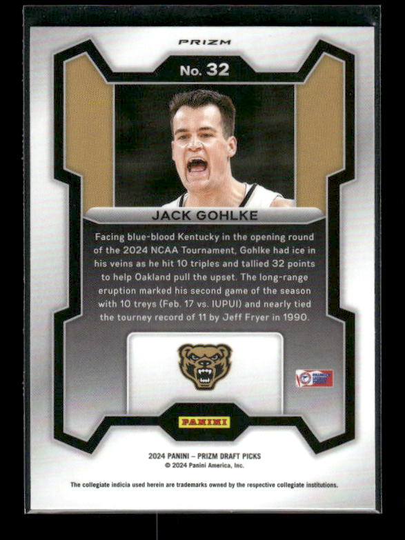 Jack Gohlke - 2024 Panini Prizm Draft Picks - Silver - Rookie
