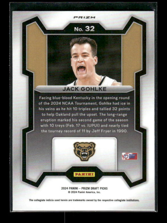 Jack Gohlke - 2024 Panini Prizm Draft Picks - Silver - Rookie