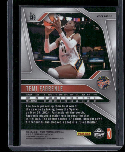 Temi Fagbenle - 2024 Panini Prizm WNBA - Orange Velocity