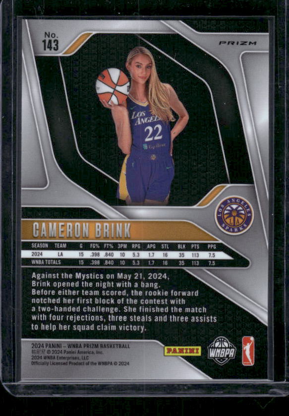 Cameron Brink - 2024 Panini Prizm WNBA - Orange Velocity - Rookie Variation