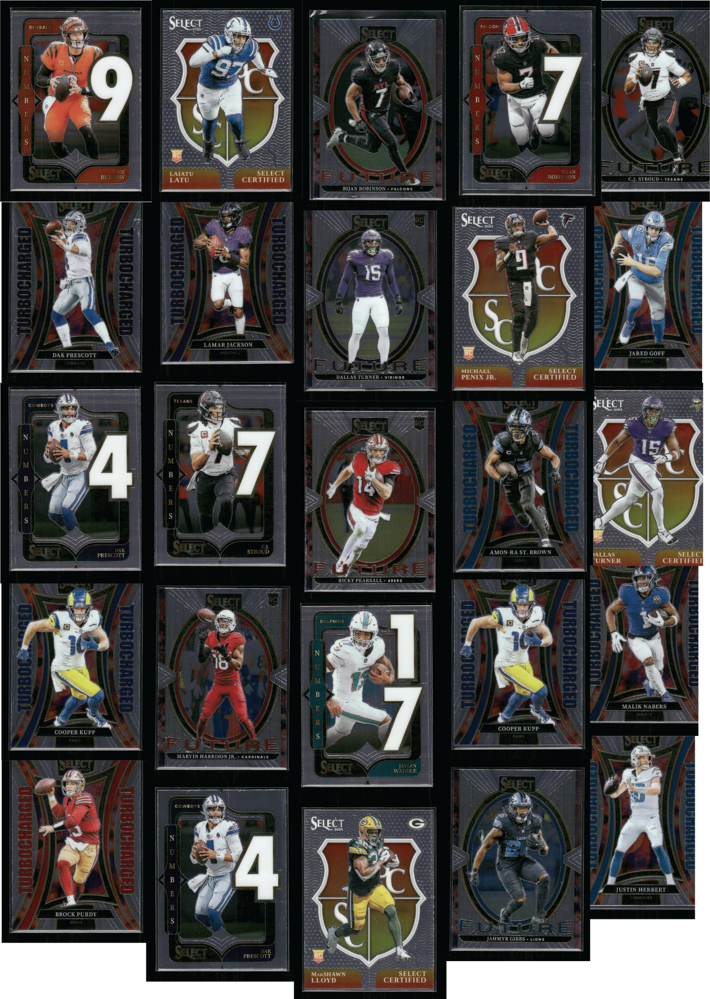 2024 Select Football Insert Lot - Rookies & Vets - 25 Cards