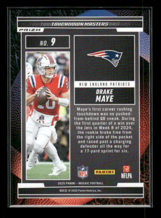 Drake Maye - 2025 Mosaic Football - Orange Fluorescent Touchdown Masters