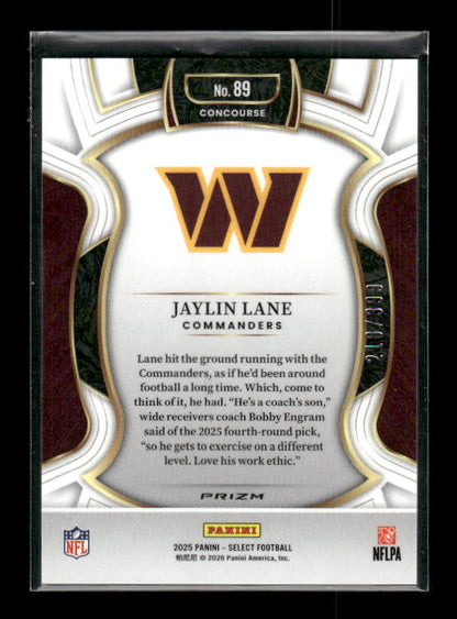 Jaylin Lane - 2025 Select Football - Tri Color /399 - Rookie
