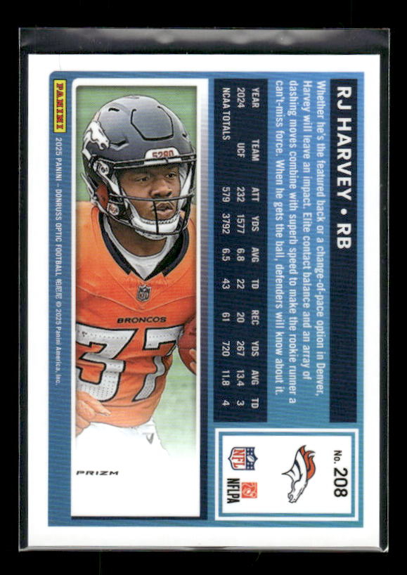 RJ Harvey - 2025 Optic Football - Purple Shock - Rated Rookie