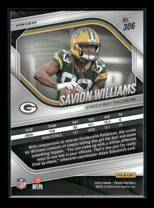 Savion Williams - 2025 Prizm Football - White Disco - Rookie