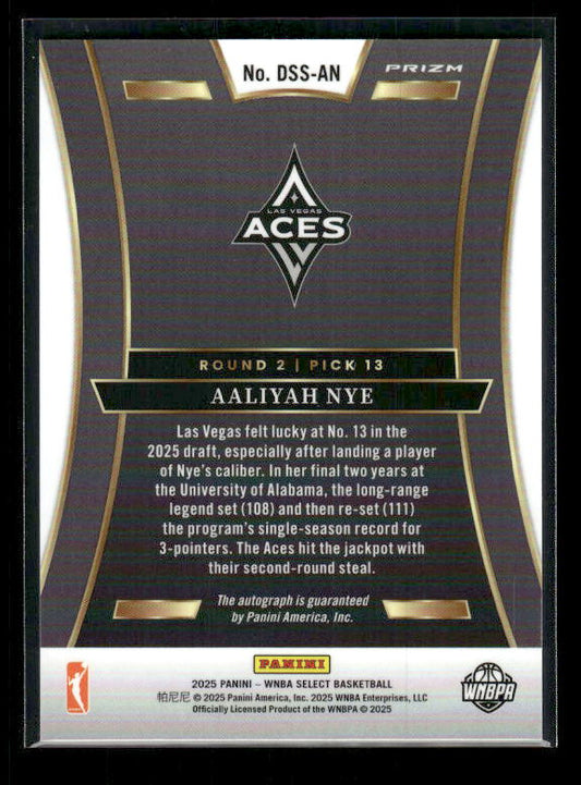 Aaliyah Nye - 2025 Select WNBA - Draft Selections Auto - Rookie
