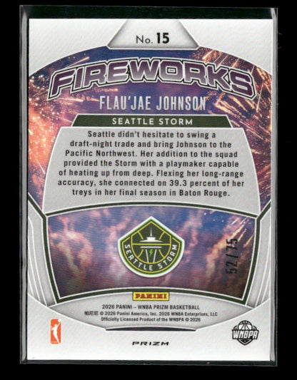 Flau'Jae Johnson - 2026 Prizm WNBA - Orange Fireworks /75 - Rookie