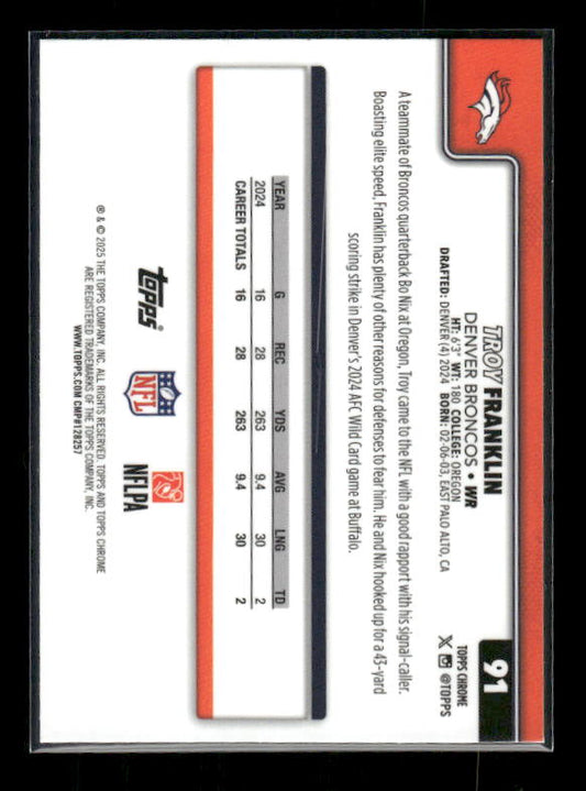 Troy Franklin - 2025 Topps Chrome Football - Pulsar Refractor