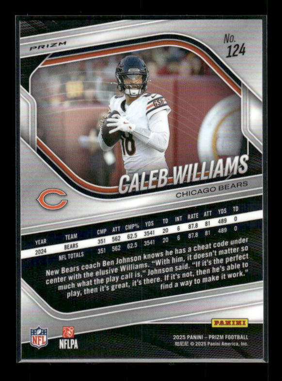 Caleb Williams - 2025 Prizm Football - White Disco