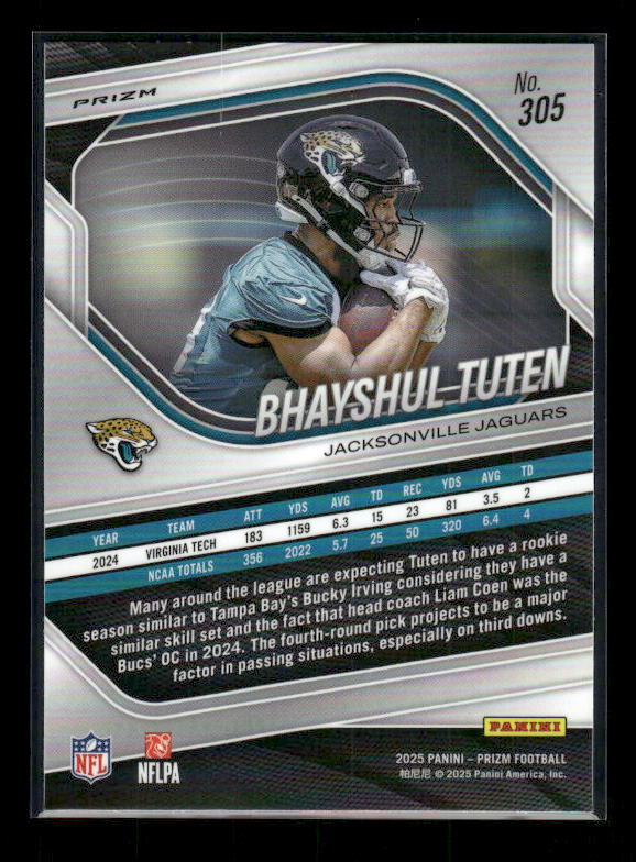 Bhayshul Tuten - 2025 Prizm Football - White Disco - Rookie