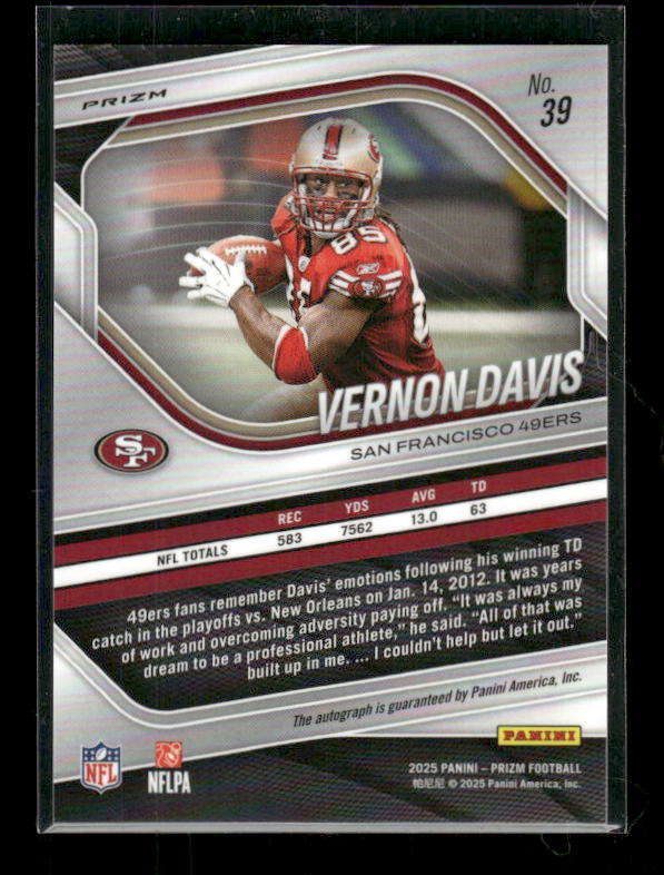 Vernon Davis - 2025 Prizm Football - Silver Prizm Auto