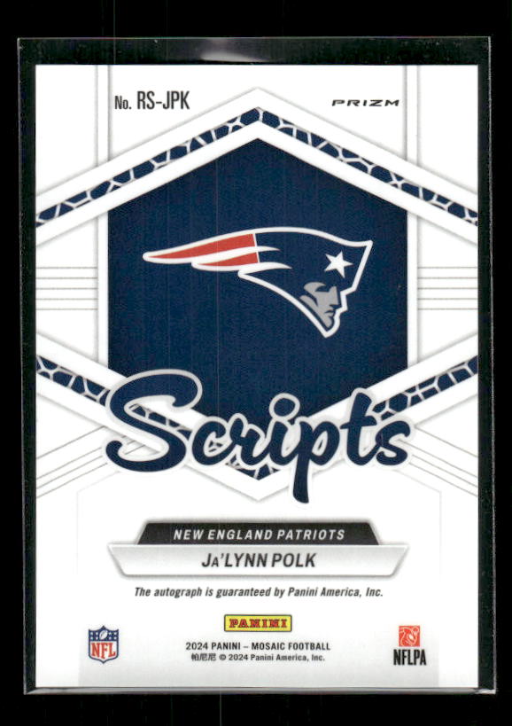 Ja'Lynn Polk - 2024 Mosaic Football - Rookie Scripts No Huddle Blue Auto - Rookie
