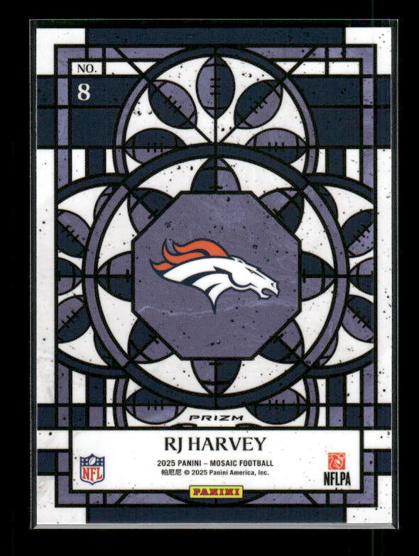 RJ Harvey - 2025 Mosaic Football - Stained Glass SSP - Rookie