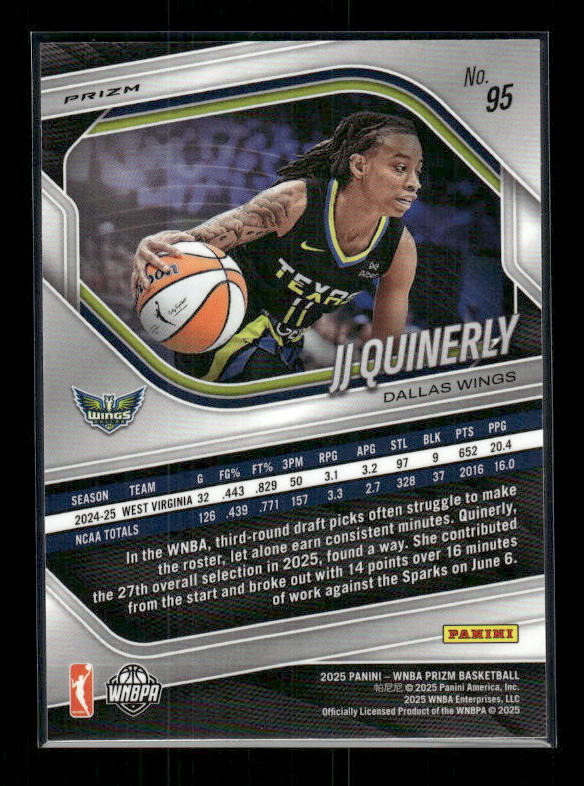 JJ Quinerly - 2025 Prizm WNBA - Green Prizm - Rookie
