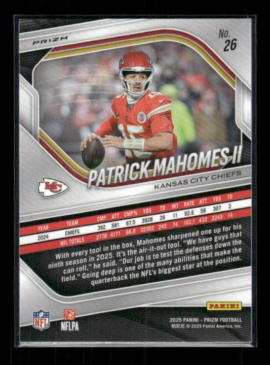 Patrick Mahomes II - 2025 Prizm Football - Silver Prizm