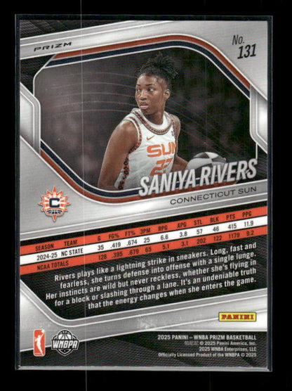 Saniya Rivers - 2025 Prizm WNBA - White Seismic - Rookie