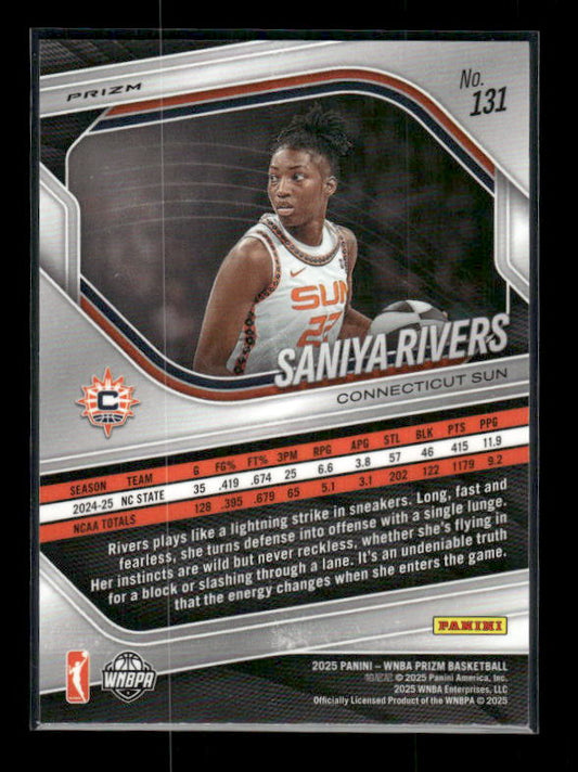 Saniya Rivers - 2025 Prizm WNBA - White Seismic - Rookie