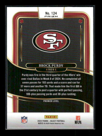 Brock Purdy - 2024 Select Football - Red & Black Shock - Premier Level