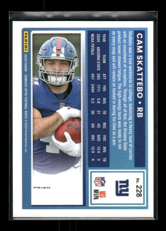 Cam Skattebo - 2025 Optic Football - Purple Shock - Rated Rookie