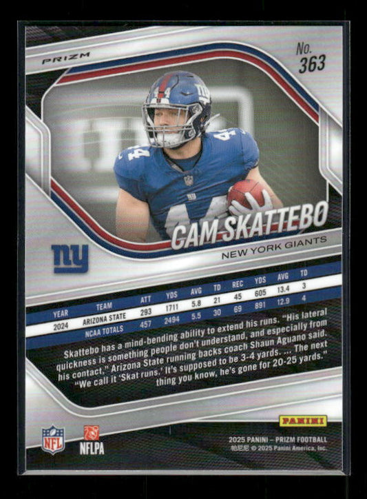 Cam Skattebo - 2025 Prizm Football - White Disco - Rookie