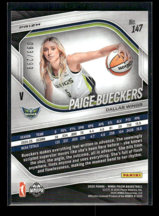 Paige Bueckers - 2025 Prizm WNBA - Red Pulsar /299 - Rookie Variation