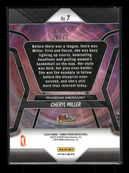 Cheryl Miller - 2025 Prizm WNBA - Pioneers Pink Pulsar /75