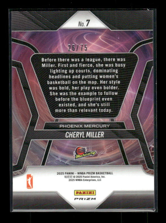 Cheryl Miller - 2025 Prizm WNBA - Pioneers Pink Pulsar /75