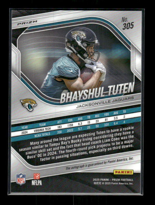 Bhayshul Tuten - 2025 Prizm Football - Silver Prizm Auto - Rookie