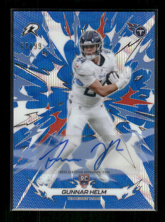 Gunnar Helm - 2025 Resurgence Football - Blue Surge Auto /99 - Rookie